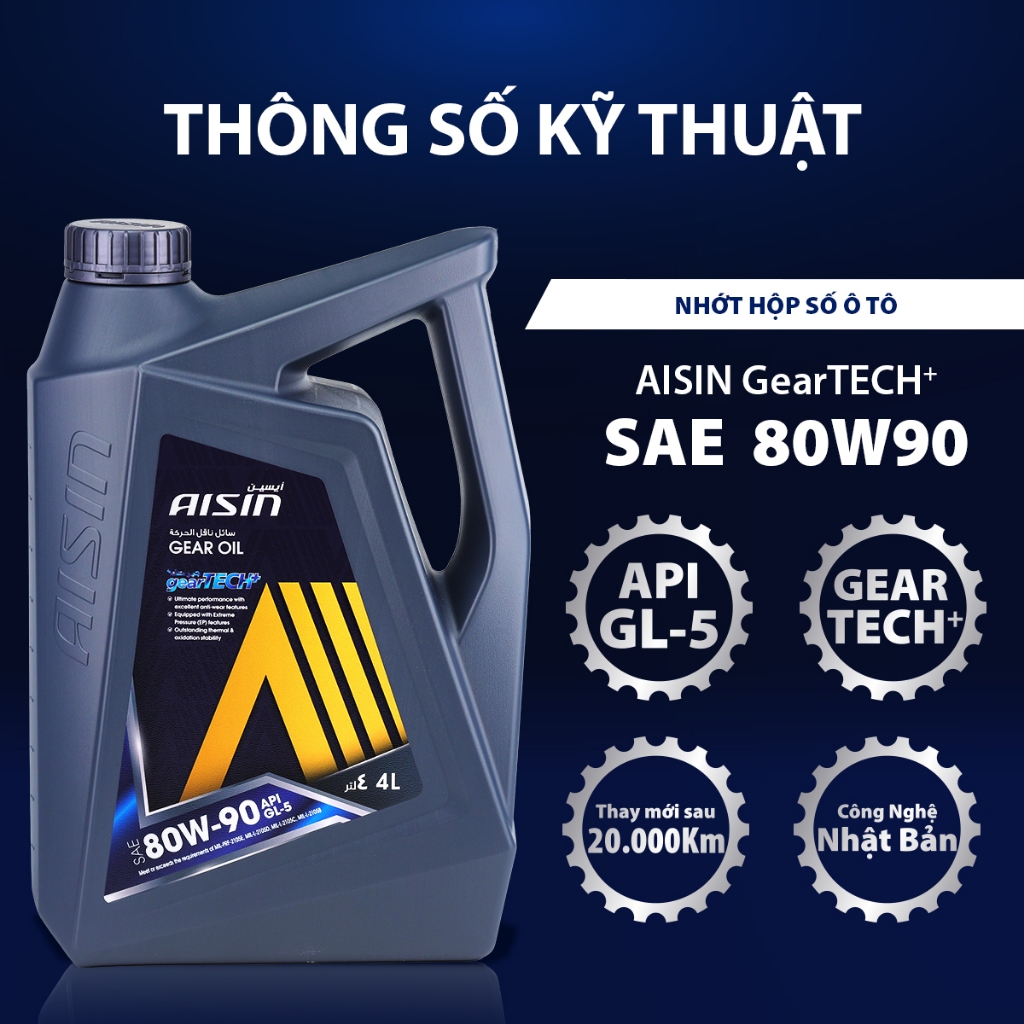 Nhớt Hộp Số Thường AISIN GSL58094P 80W-90 GL-5 Geartech+ 4L -