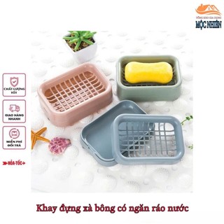 [Ráo nước] Khay nhựa đựng xà bông hình chữ nhật, có ngăn ráo nước - tiện dụng, đa năng