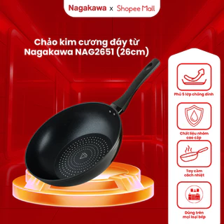 Chảo chống dính sâu lòng 26cm Nagakawa, chảo từ chống dính cao cấp NAG2651, dùng trên mọi loại bếp, bảo hành chính hãng