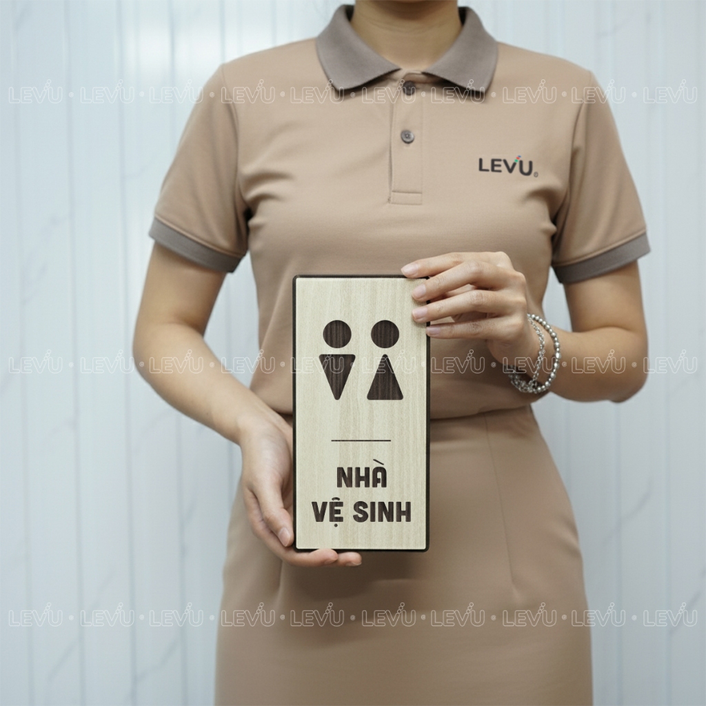 Bảng gỗ trang trí cửa nhà vệ sinh Nam - Nữ thiết kế mới phong cách mộc mạc BG77