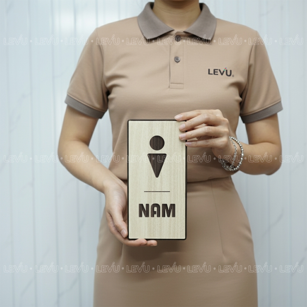 Bảng gỗ trang trí cửa nhà vệ sinh Nam - Nữ thiết kế mới phong cách mộc mạc BG77
