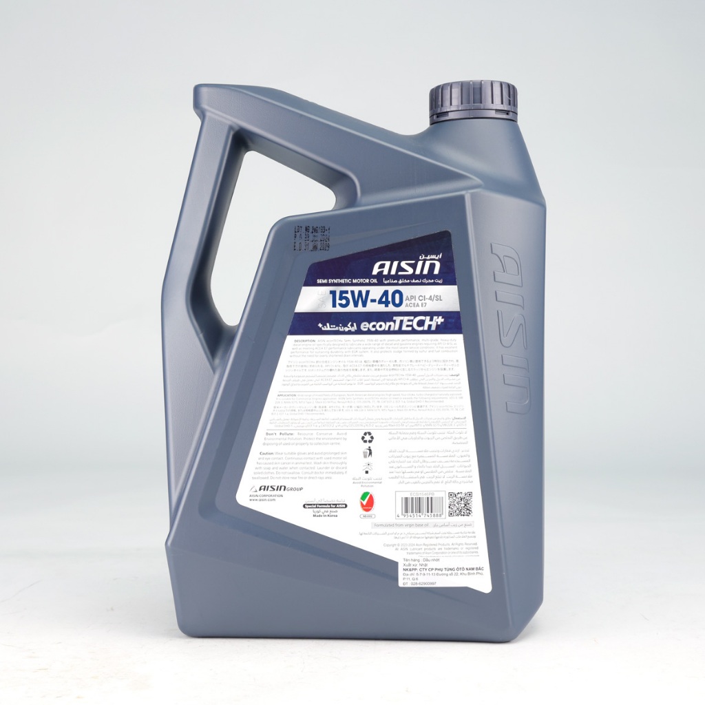Nhớt Động Cơ AISIN ECSI1546P 15W-40 CI4 / SL Econtech+ Semi Synthetic 6L