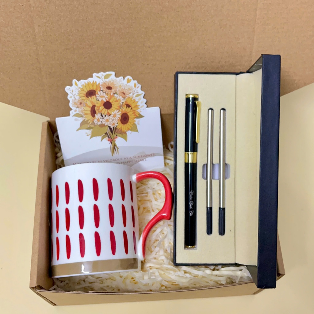 Set quà 20/11 bút kí cốc sứ KHẮC TÊN BÚT THEO YÊU CẦU phù hợp làm quà tặng bạn bè, thầy cô giáo