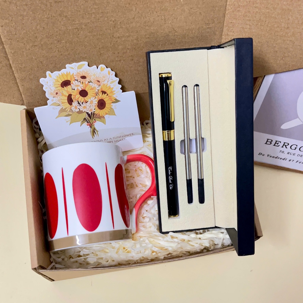 Set quà 20/11 bút kí cốc sứ KHẮC TÊN BÚT THEO YÊU CẦU phù hợp làm quà tặng bạn bè, thầy cô giáo