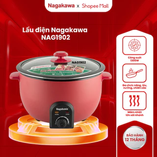 Nồi lẩu điện đa năng 4L Nagakawa NAG1902, công suất 1300W, hàng chính hãng