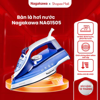 Bàn là hơi nước Nagakawa NAG1505, công suất 1200W, cảm biến nhiệt đóng ngắt, bảo hành 12 tháng