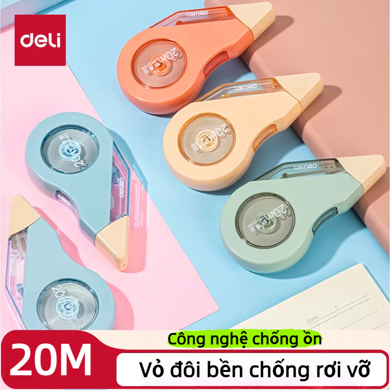 Bút Xóa Deli Pastel 12m/20m Học Sinh Băng Xóa Nhiều Màu, Khô Nhanh, Viết Đè Lên Ngay