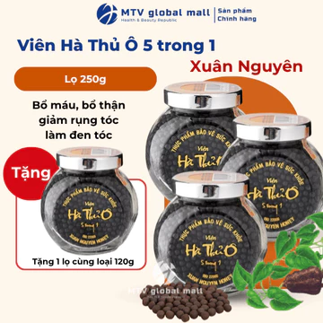 Viên Hà Thủ Ô 5 Trong 1 Xuân Nguyên Hỗ Trợ Giảm Rụng Tóc, Bạc Tóc, Hỗ Trợ Huyết Áp, Tim Mạch Lọ 250g