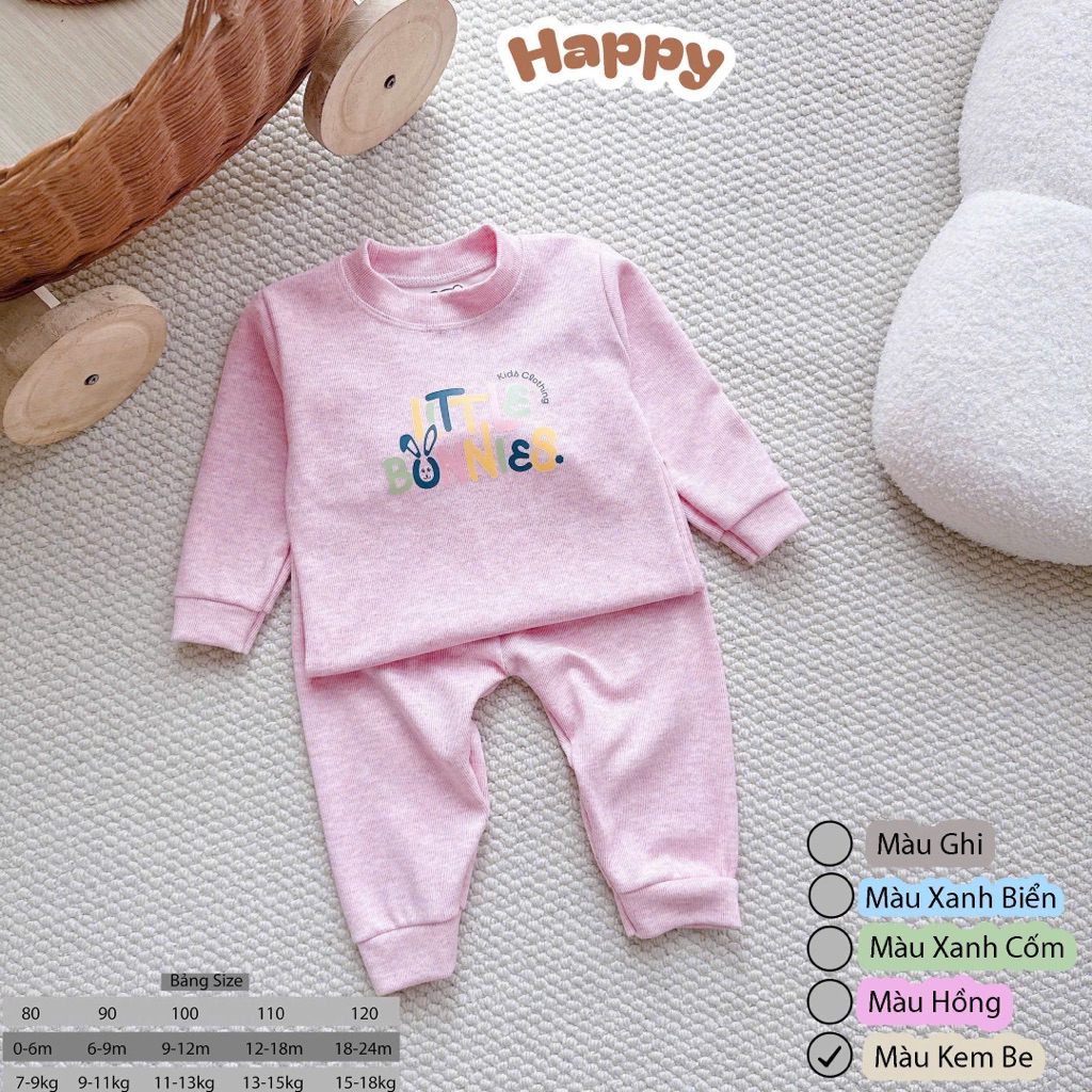 (Set 2-3) Bộ Dài Tay Len Lông Thỏ Thu Đông HAPPY KIDS mềm mại ấm áp cho bé từ 6-16kg