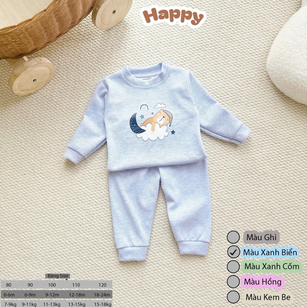 (Set 2-3) Bộ Dài Tay Len Lông Thỏ Thu Đông HAPPY KIDS mềm mại ấm áp cho bé từ 6-16kg