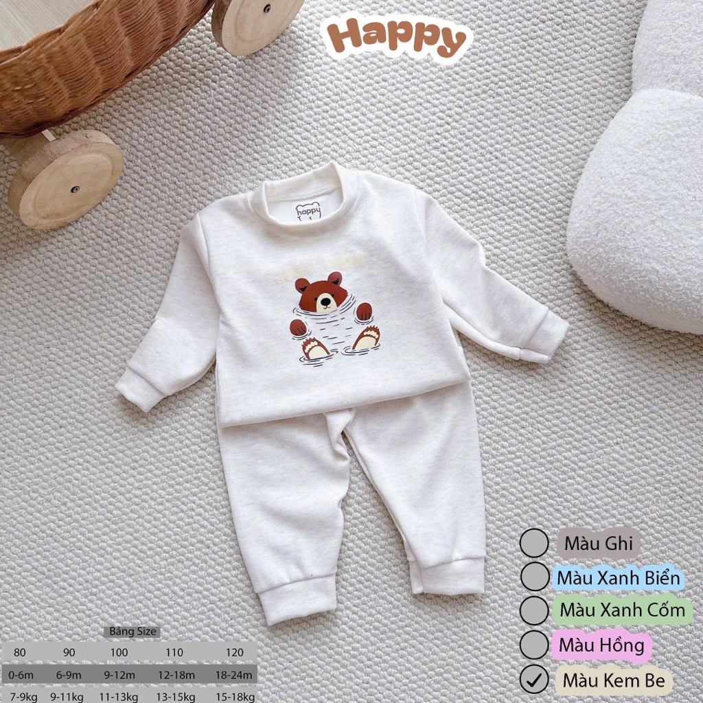 (Set 2-3) Bộ Dài Tay Len Lông Thỏ Thu Đông HAPPY KIDS mềm mại ấm áp cho bé từ 6-16kg