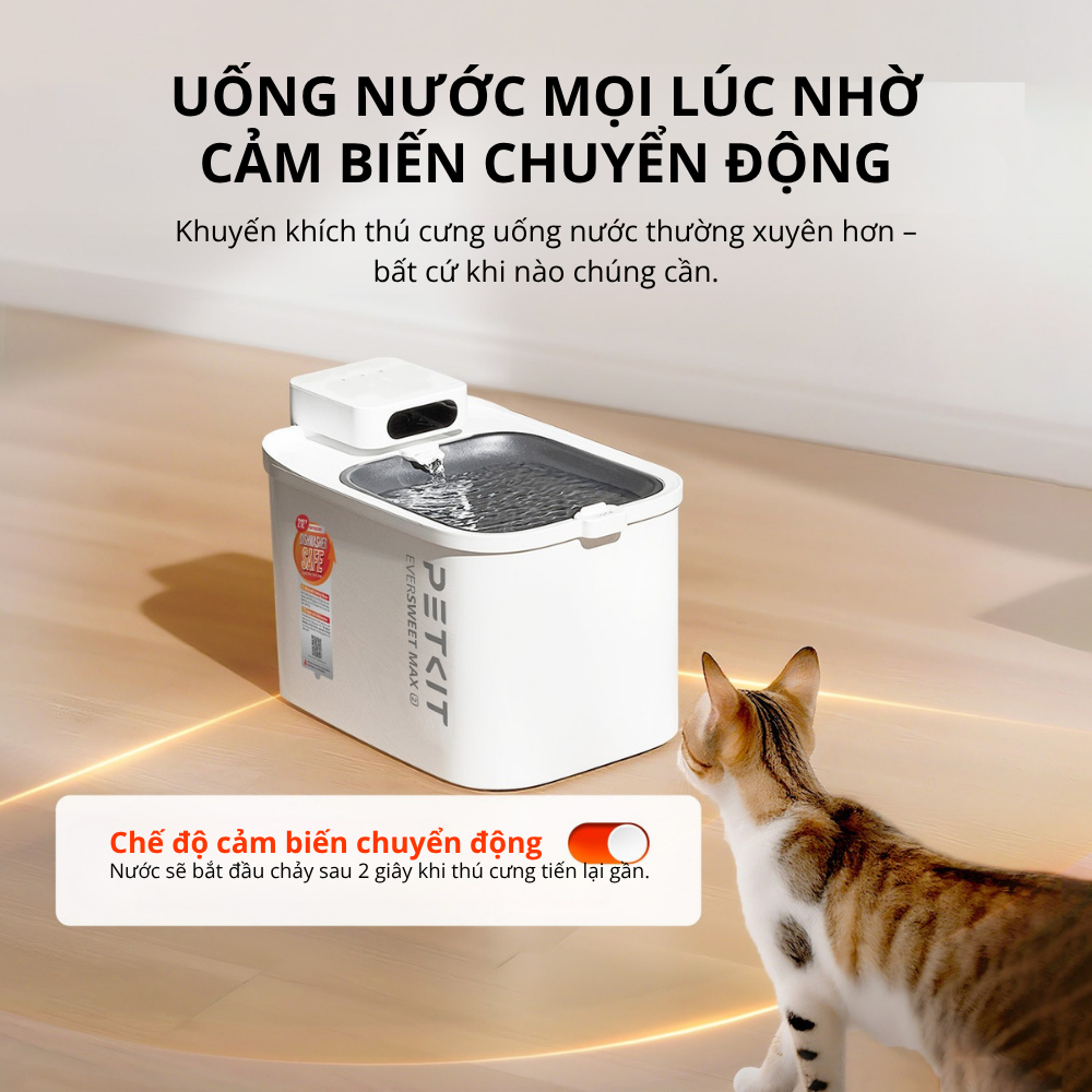 [New 2026] Máy Lọc Nước Cho Mèo, Cho Chó Dùng Pin Petkit EverSweet Max 2 Kết Nối App Bát Inox 304 dễ dàng vệ sinh