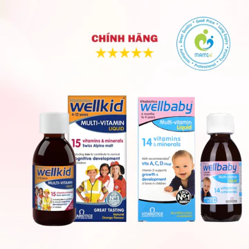 Vitamin tổng hợp (150ml) Wellbaby cho bé 6 tháng tới 4 tuổi /Wellkid cho trẻ 4-12 tuổi Multi-vitamin Liquid, UK