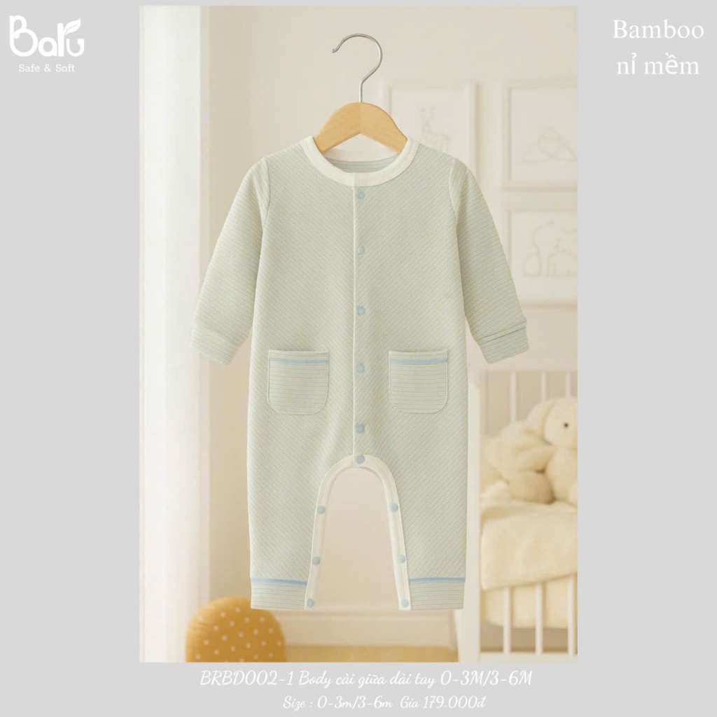 Body cài giữa dài tay BRBD002-1