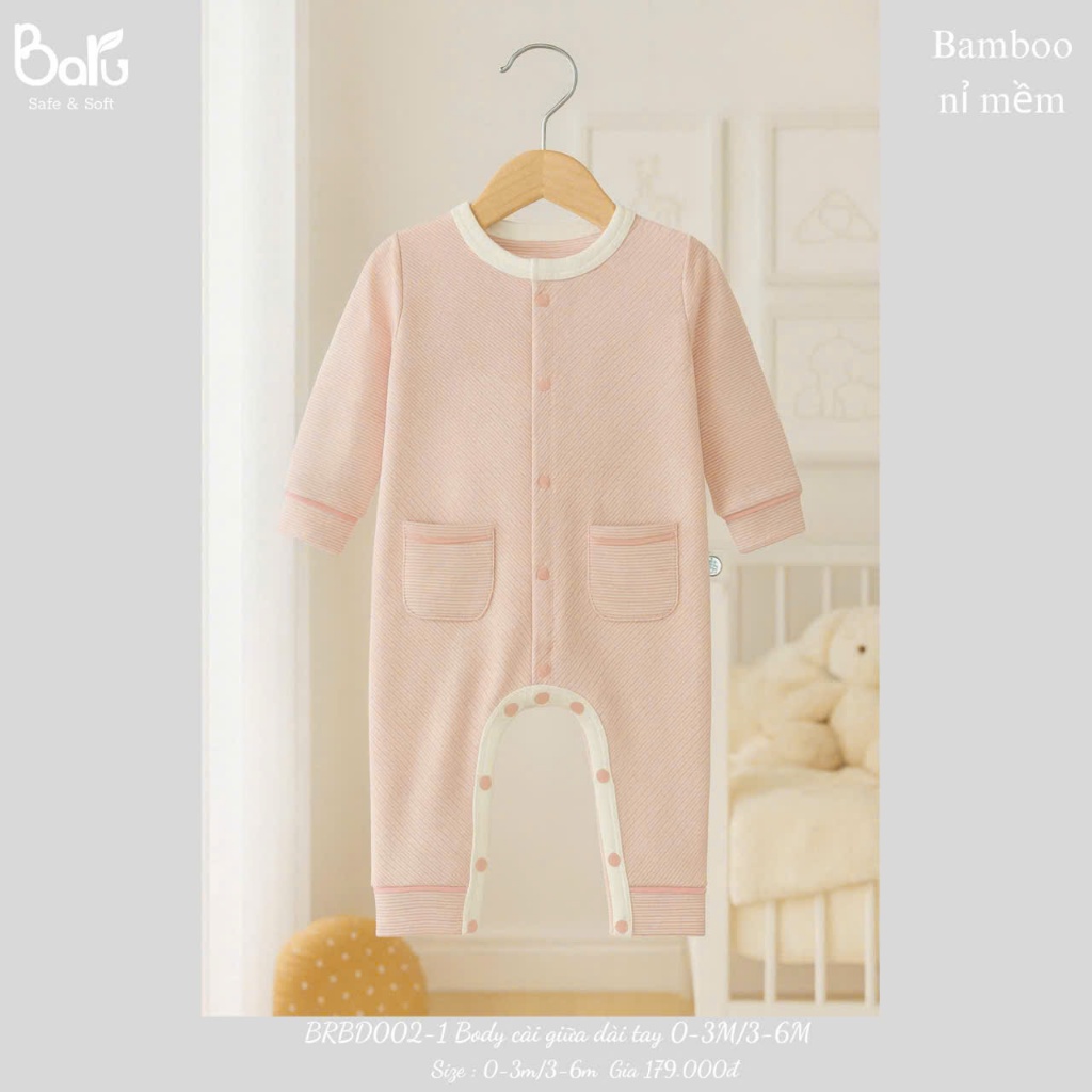 Body cài giữa dài tay BRBD002-1