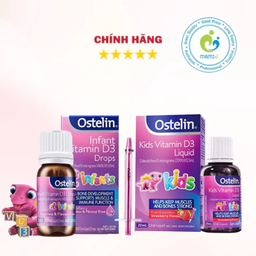 Vitamin D3 (20ml) phát triển xương và răng cho trẻ từ 6 tháng đến dưới 12 tuổi Ostelin Vitamin D3 Liquid Kids, Úc