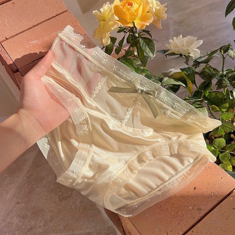 Quần lót lụa satin Lalaly L22  phối ren quần chíp nữ cao cấp, đáy lót kháng khuẩn an toàn
