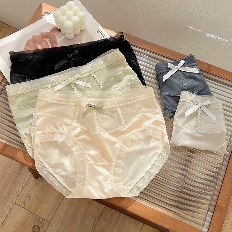 Quần lót lụa satin Lalaly L22  phối ren quần chíp nữ cao cấp, đáy lót kháng khuẩn an toàn