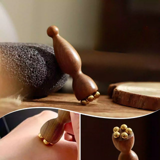 Cây Lăn Massage Mặt Mini Gỗ Hồng Đầu Bi Đồng – Giảm Quầng Thâm, Nâng Cơ, Thư Giãn Hằng Ngày