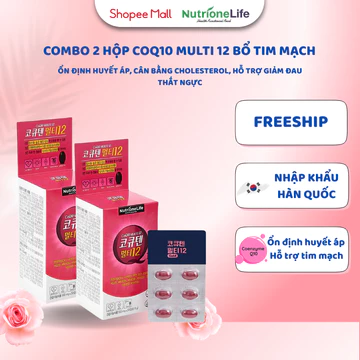 COMBO 2 Hộp NUTRIONELIFE CoQ10 Multi 12 Bảo Vệ Tim Mạch, Ổn Định Huyết Áp 500mg/ Viên