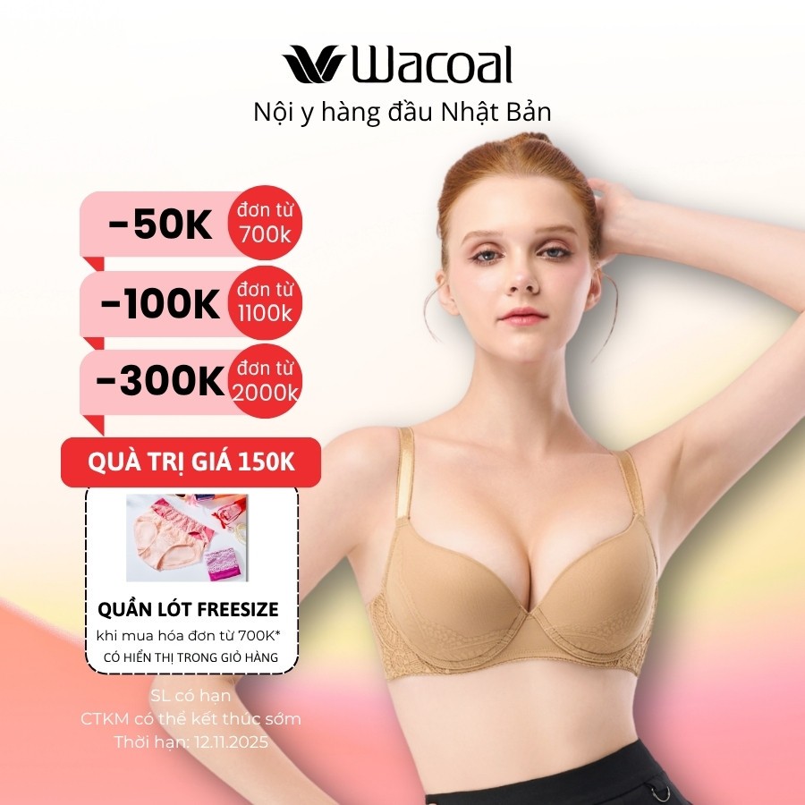 Áo lót Wacoal IHB3300 có gọng, nâng vừa mút rời 1.5cm, vải lưới thoát ẩm thoáng khí - HB3300