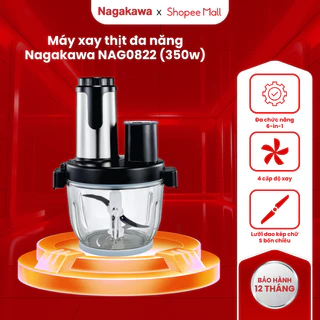 Máy xay thịt đa năng NAGAKAWA NAG0822, lưỡi dao kép, 6 chức năng, bảo hành 12 tháng, hàng chính hãng
