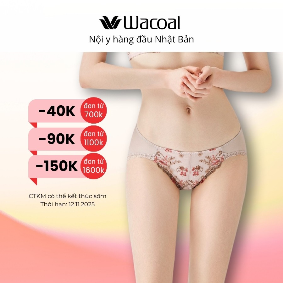 Quần lót Wacoal IES2398 ren thêu, đáy lót cotton - ES2398