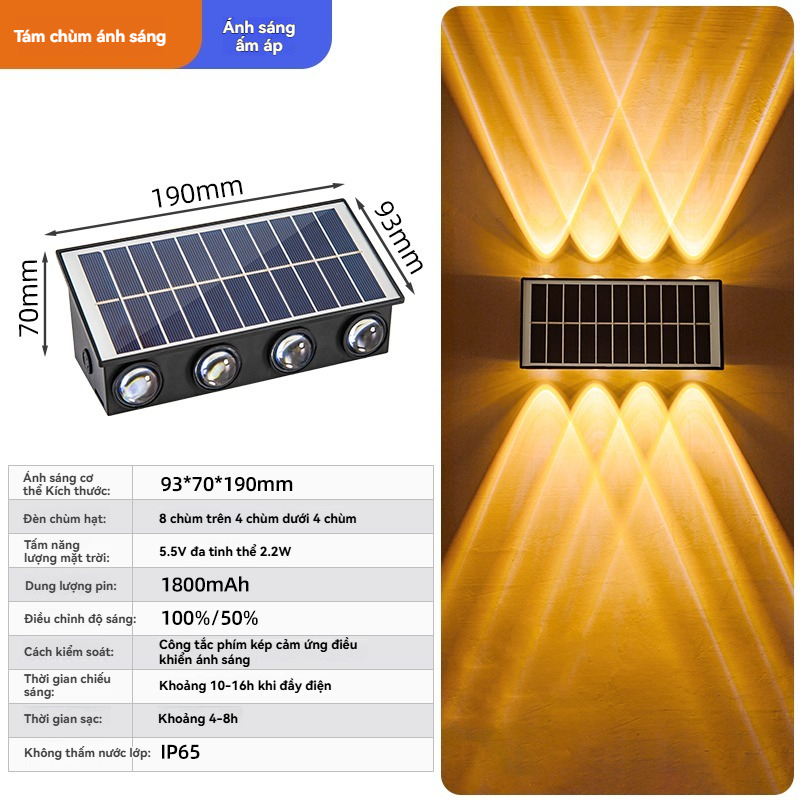 Năng lượng mặt trời ngoài trời ánh sáng tường máy giặt ánh sáng sân ngoài trời biệt thự không thấm nước ngoài vườn tường