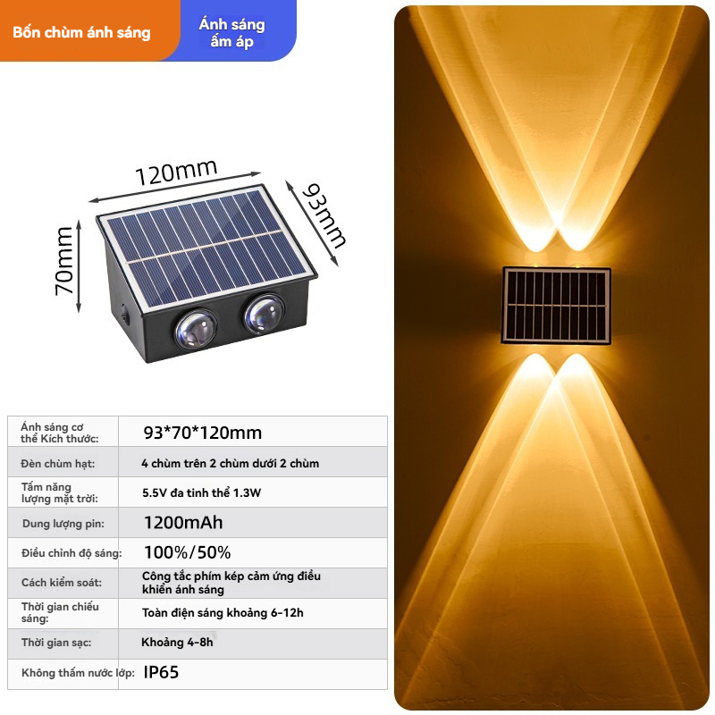 Năng lượng mặt trời ngoài trời ánh sáng tường máy giặt ánh sáng sân ngoài trời biệt thự không thấm nước ngoài vườn tường