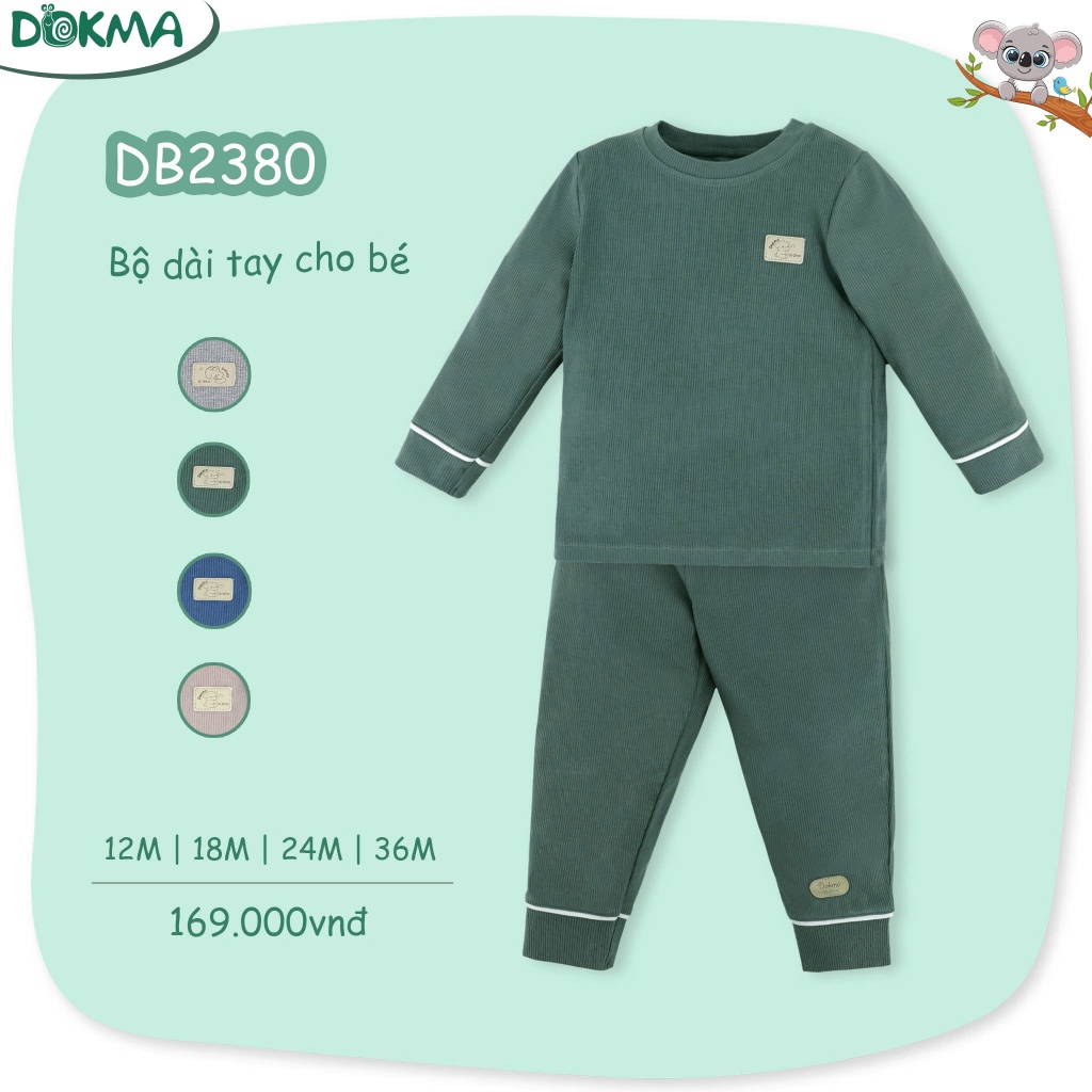 (9-13kg, 9-36M) Bộ Nỉ Vừa Dài Tay Dokma Cho Bé DB1298 DB2383 DB2380
