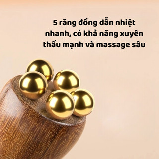 Cây Lăn Massage Mặt Mini Gỗ Hồng Đầu Bi Đồng – Giảm Quầng Thâm, Nâng Cơ, Thư Giãn Hằng Ngày