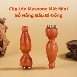 Cây Lăn Massage Mặt Mini Gỗ Hồng Đầu Bi Đồng – Giảm Quầng Thâm, Nâng Cơ, Thư Giãn Hằng Ngày