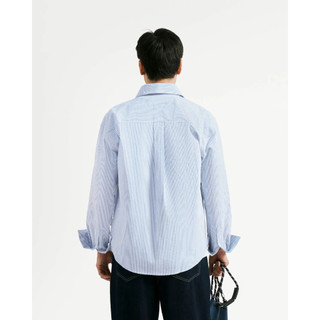 Áo sơ mi tay dài nam sọc seersucker nhãn trang trí .Loose - ROUTINE 10F25SHL007