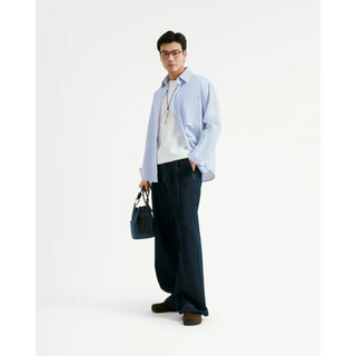 Áo sơ mi tay dài nam sọc seersucker nhãn trang trí .Loose - ROUTINE 10F25SHL007