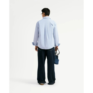 Áo sơ mi tay dài nam sọc seersucker nhãn trang trí .Loose - ROUTINE 10F25SHL007
