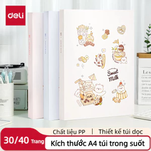 File Lá Đựng Tài Liệu Deli 30/40 Trang Nhiều Màu Dễ Thương, Sổ Giấy Khám Thai & Văn Phòng