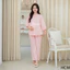 Bộ Bầu Mặc Nhà Cổ Tàu Dài Tay Larosa Mẫu Mới 2025 Họa Tiết Trái Tim Chất Đũi Mềm Cao Cấp – LA032B