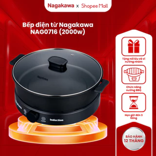 Bếp điện từ đa năng Nagakawa NAG0716, kèm nổi lẩu và vỉ nướng chuyên dụng, bảo hành 12 tháng