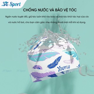 Nón bơi silicone cao cấp YOUYOU chống thấm nước tốt - Mũ bơi họa tiết giúp bảo vệ tóc khi bơi NB-HT