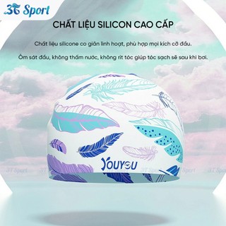 Nón bơi silicone cao cấp YOUYOU chống thấm nước tốt - Mũ bơi họa tiết giúp bảo vệ tóc khi bơi NB-HT