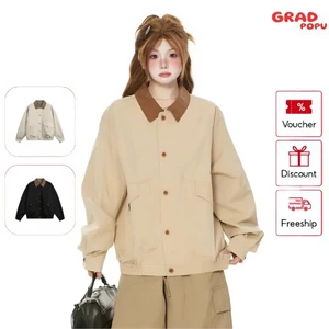 Áo khoác GRADPOPU phong cách Mỹ Maillard cao cấp dáng rộng thời trang đầu thu, áo khoác mỏng AK37