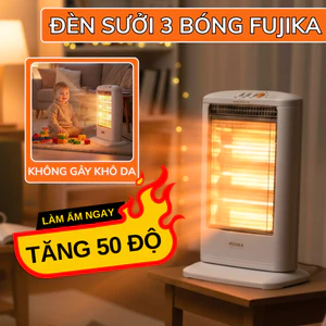 Đèn sưởi 3 bóng Fujika chính hãng, máy sưởi phòng công suất lớn xoay góc 90 độ, tự ngắt khi đổ
