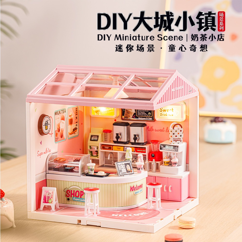 Mô Hình Nhà Gỗ Nhà Búp Bê DIY Thị Trấn Mini Bộ Đồ Chơi Lắp Ráp Ngôi Nhà 3D Bộ Mô Hình Giấy 3D Dễ Lắp Ghép-Đồ Chơi PUKAPI