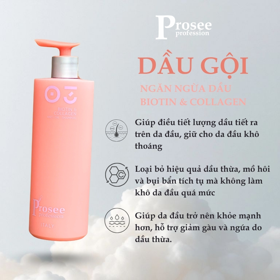 Dầu Gội Xả Prosee Profession Biotin & Collagen 730ml | Dưỡng Tóc Mềm Mượt, Phục Hồi, Dễ Chải.