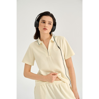 THEKIM Set bộ Lune Soft áo polo ngắn tay khóa cổ phối bo cổ và quần suông dài , thêu logo nổi CS370