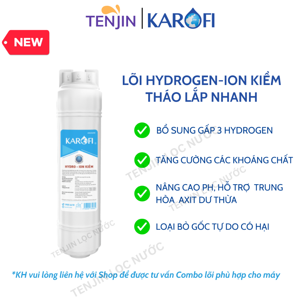Lõi Chức Năng HYDROGEN-ION KIỀM Karofi Tháo Lắp Nhanh Giúp Bổ Sung Gấp Đôi Hydrogen và Ion Kiềm - Chính Hãng