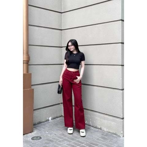 MAYBI Áo thun ôm crop top tay ngắn