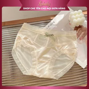 Quần lót lụa satin Lalaly L22 phối ren quần chíp nữ cao cấp, đáy lót kháng khuẩn an toàn