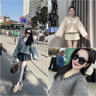 [Về Sẵn]•𝙆𝙞𝙣𝙜𝙨𝙝𝙤𝙥𝙗𝙚𝙖𝙪𝙩𝙮•Áo Len Thừng Cổ Đá Siêu Hot QC