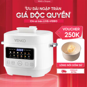 Nồi áp suất điện tử 4L10 Venko, Hầm gà nguyên con, 10 chức năng tiện lợi, nấu cơm, nấu cháo, ăn lẩu